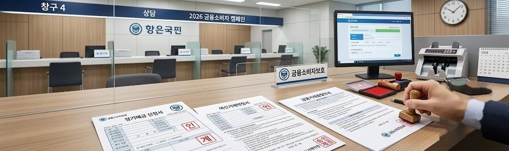 예금자보호 서류에 도장이 찍힌 모습, 보호 마크 아이콘