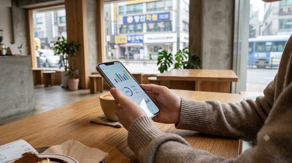 공모주 증거금 50퍼센트를 확인하는 스마트폰 화면